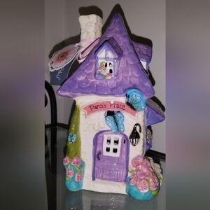 Blue Sky Clayworks "PANSY PLACE" Tea Light Candle House, Heather Goldminc, NEW